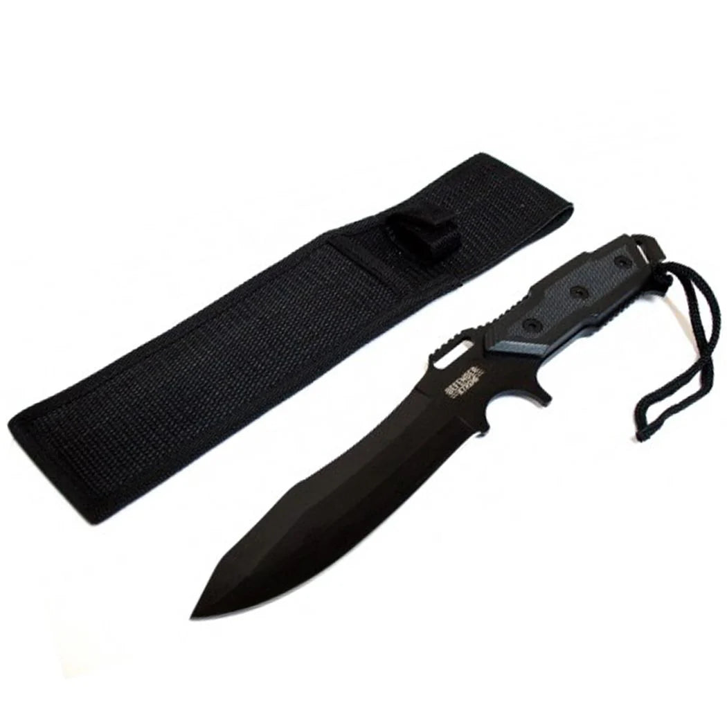 12" Full Tang Black Blade Hunting Knife w/ Sheath