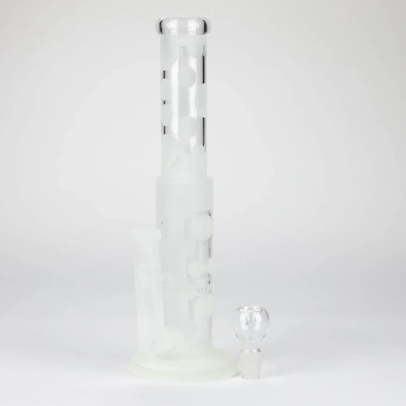 14" Glow In The Dark Straight Tube glass Bong With Honey Comb Diffuser