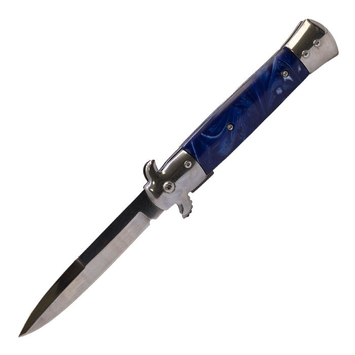 Perucci - 9" Blue Sapphire Marble Effect Foldable Pocket Knife
