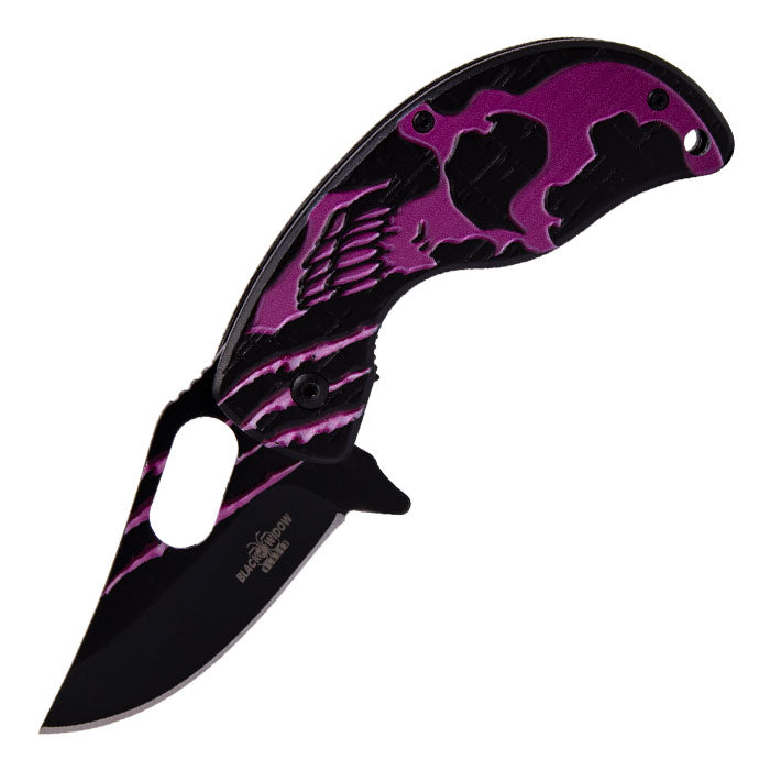 Black Widow - 6.5" Pink Hawkeye Imprint Foldable Pocket Knife