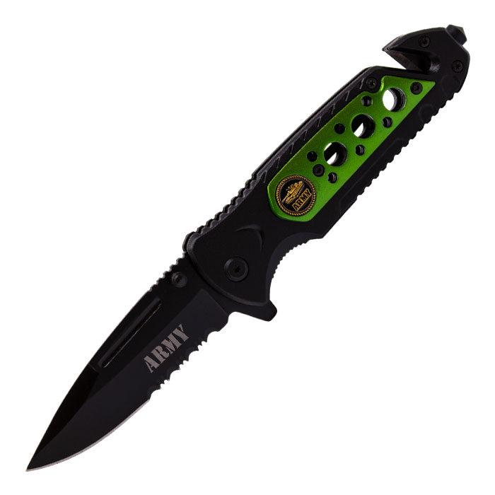 8" Green Circular Shaped Pattern Foldable Pocket Knife