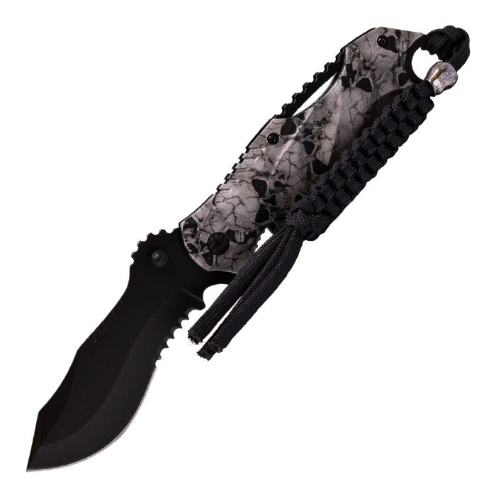 8" Mysterious Skull Engraved Foldable Pocket Knife