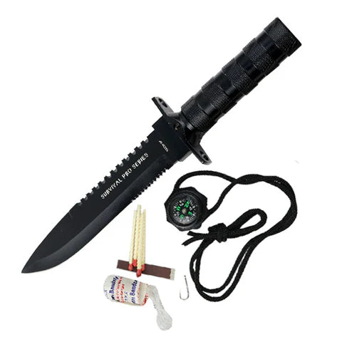 14" Stainless Steel Heavy Duty Survival Knife w/ Black Handle