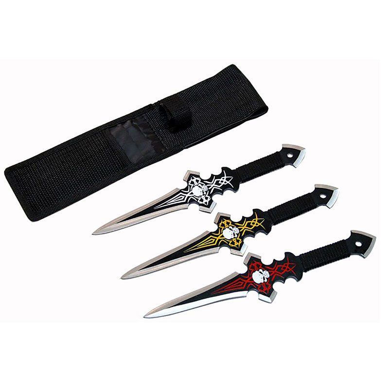 9" Demented Skull Throwing Knife Set