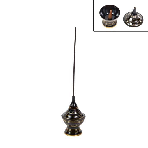 ZenN - Brass Black & Golden Mini Incense Burner (Stick/Cone)