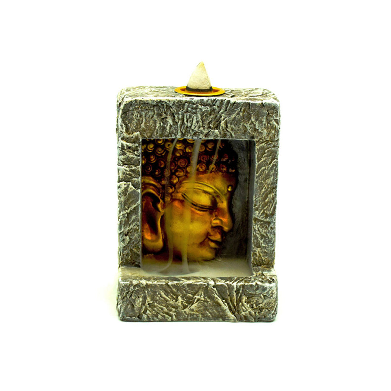 Buddha Head Square Backflow Incense Burner 4”