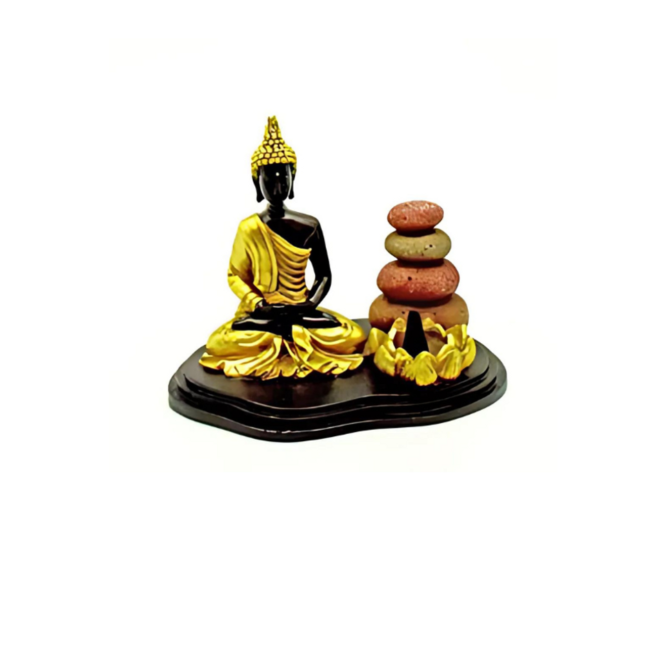 5" Sitting Buddha & Cairns Dual Incense Burner