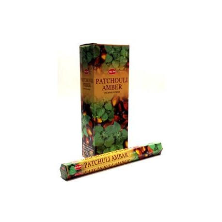 HEM Patchouli Amber 9″ Incense Sticks – Hex Box (20g)
