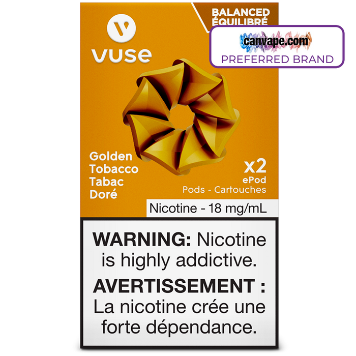 Vuse - Dosettes de remplacement Golden Tobacco ePod [Disponible Voir description]