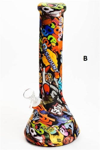 12" graphic printed silicone detachable water bong