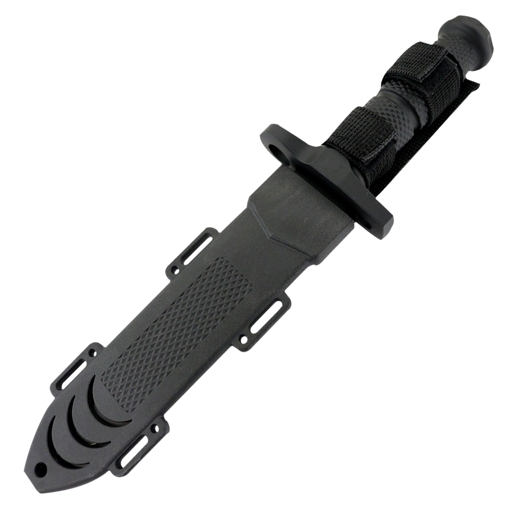 Hunt-Down - 12.5" All Black Rubber Grip Hunting Knife