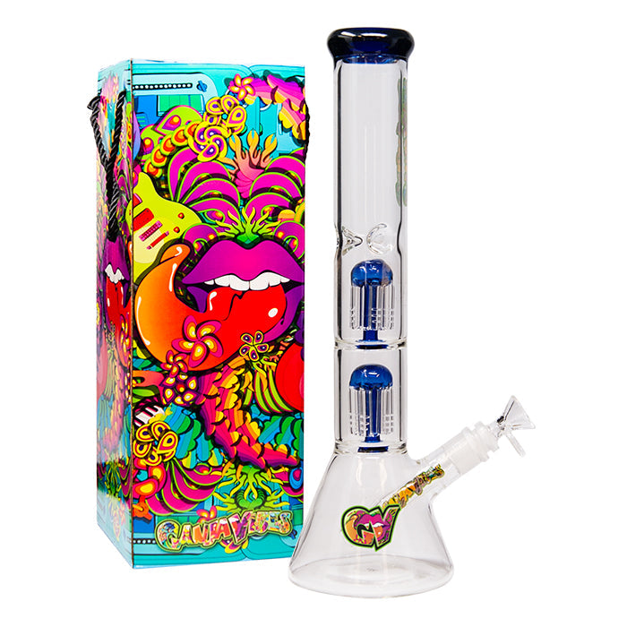 GanjaVibes 14" Double Tree Percolator Glass Bong