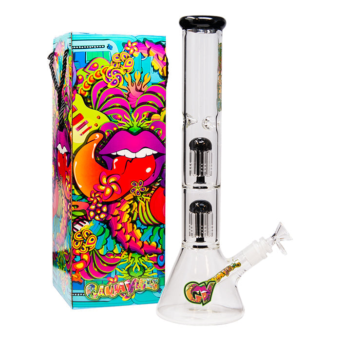 GanjaVibes 14" Double Tree Percolator Glass Bong