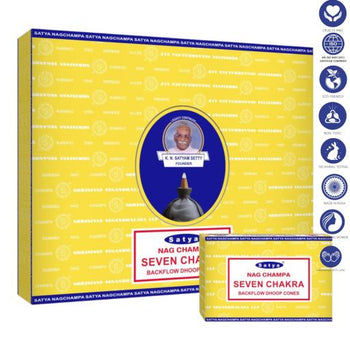 Satya Backflow Cones - Seven Chakra Backflow Dhoop Incense 10 Cones