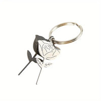 Elegant Rose Shape Stainless Steel Key Ring Tool