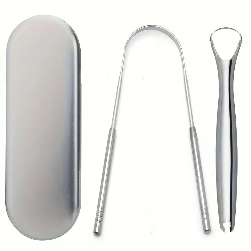2-piece Stainless Steel Tongue Scraper Set