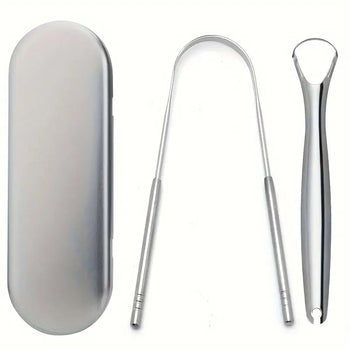 2-piece Stainless Steel Tongue Scraper Set