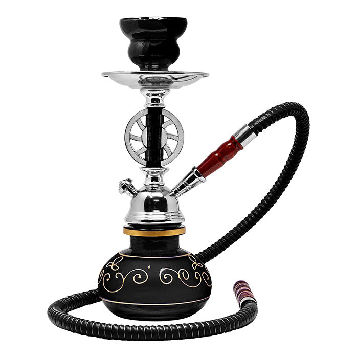 Black Wheel Design 11" Glass Hookah