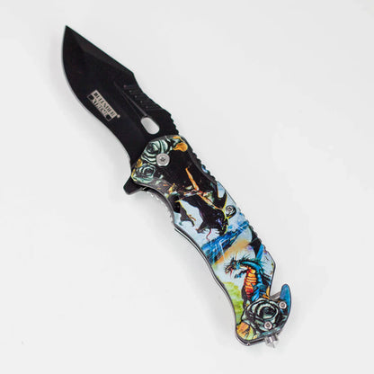 Defender-Xtreme - 8" Glass Breaker Folding Knife - Magic Dragon