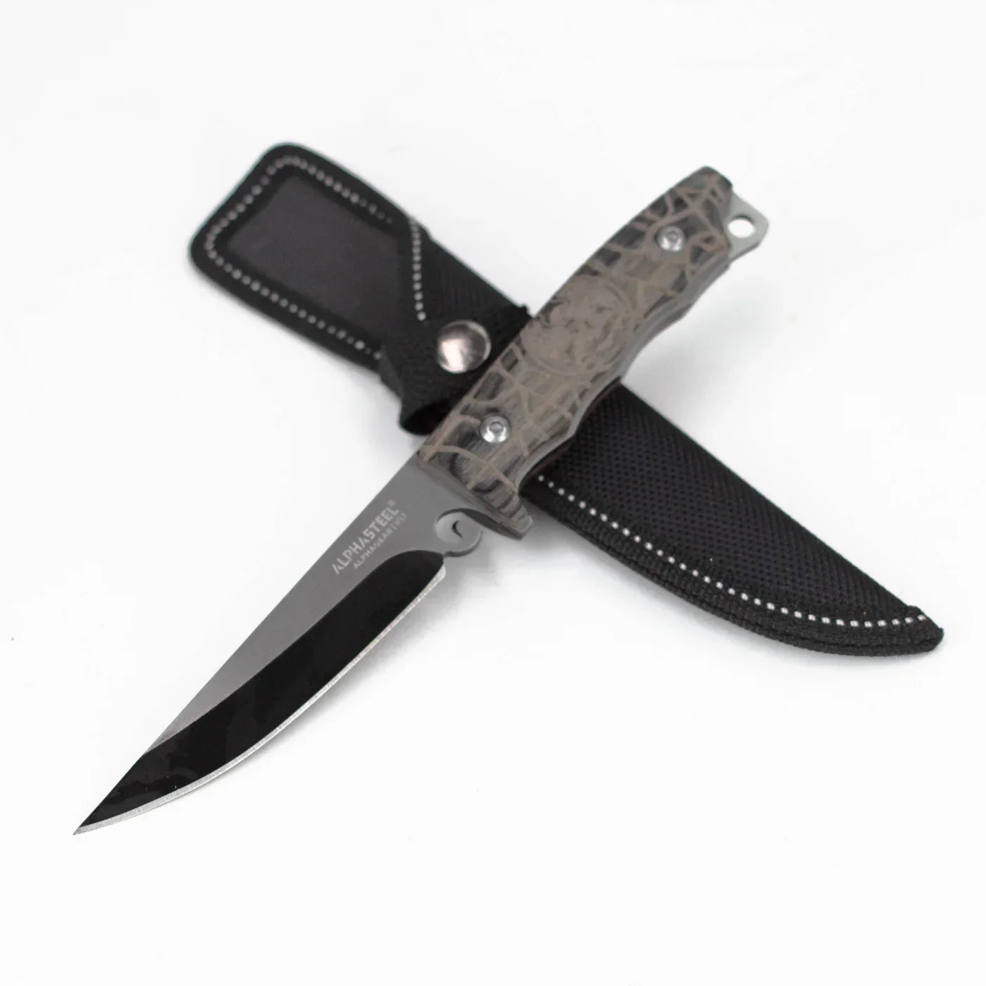 ALPHASTEEL - 8" Full Tang Fixed Blade Hunting Knife