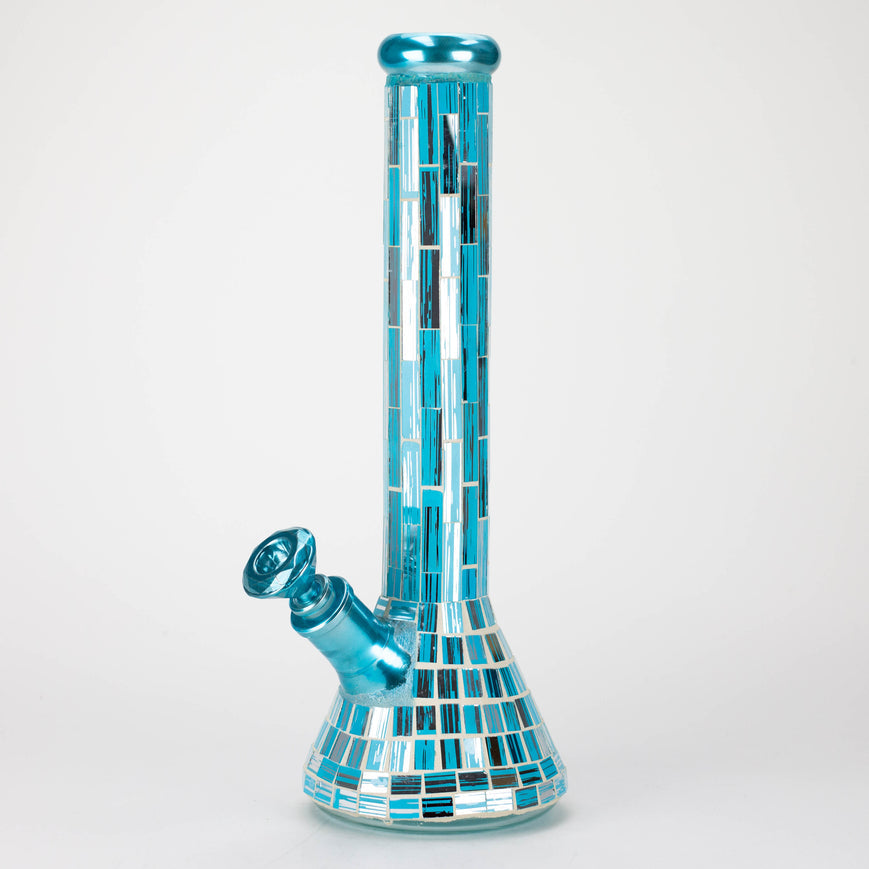 Bong en verre mosaïque de 15,5" de 7 mm avec percolateur à bras d'arbre