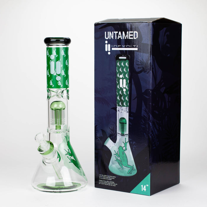 Infyniti Untamed 14" 7mm Classic Beaker Water Bong - Green Frog