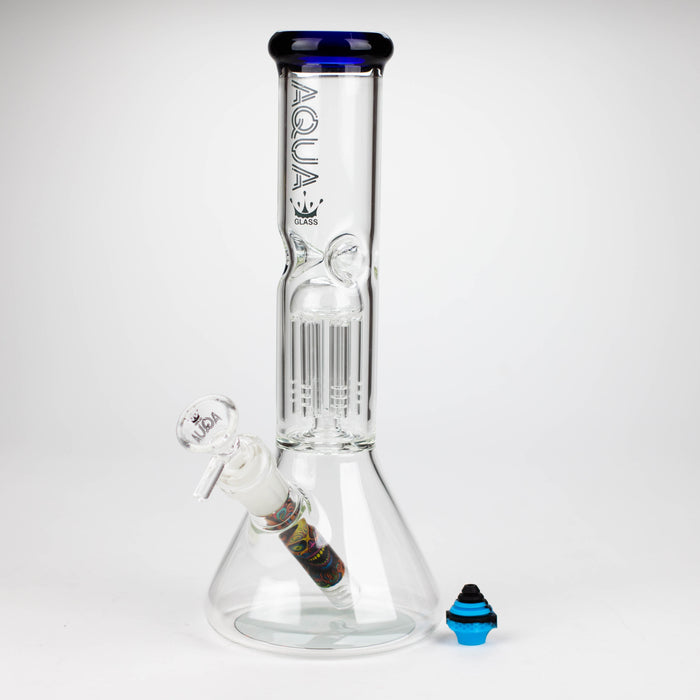 Bong en verre à bras unique AQUA 10,5" avec capuchon en silicone