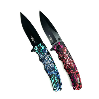 Snake Eye - 8.5" Foldable Pocket Knife - Fire Breather