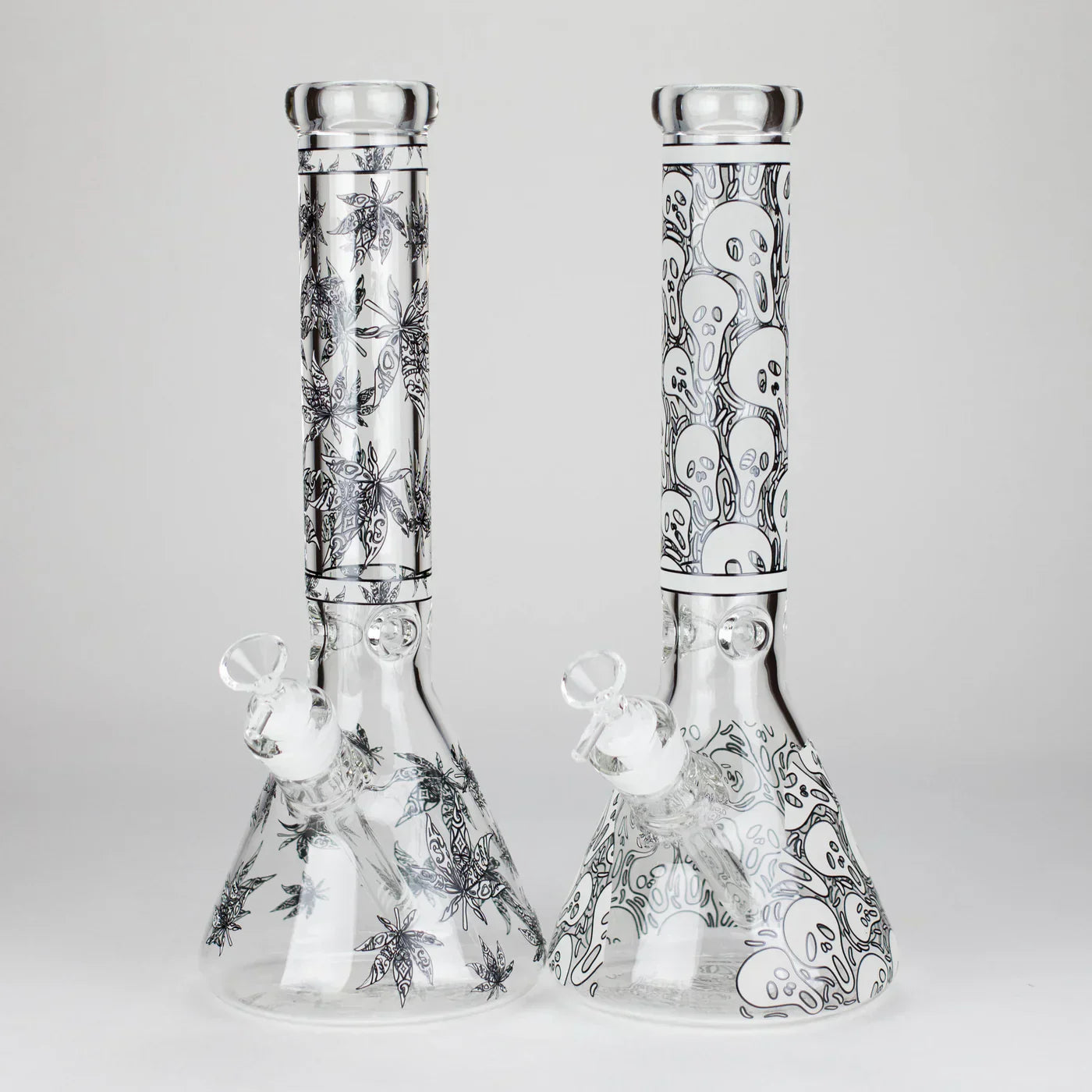 14″ Glow-in-the-Dark Glass Beaker Bong - Leaf