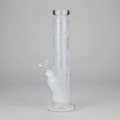 11″ Straight Tube Classic Frosted Glass Bong - Pattern 2