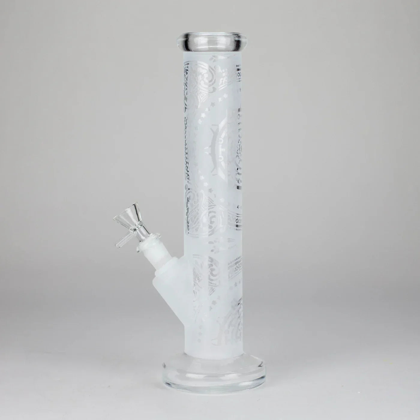 11″ Straight Tube Classic Frosted Glass Bong - Pattern 1