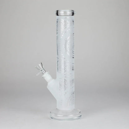 11″ Straight Tube Classic Frosted Glass Bong - Pattern 1