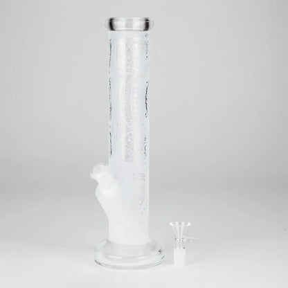 11″ Straight Tube Classic Frosted Glass Bong - Pattern 1