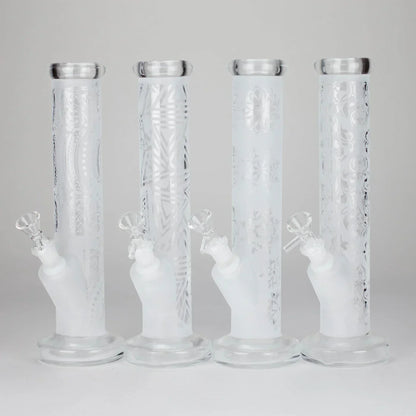 11″ Straight Tube Classic Frosted Glass Bong - Pattern 1