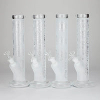 11″ Straight Tube Classic Frosted Glass Bong - Pattern 3