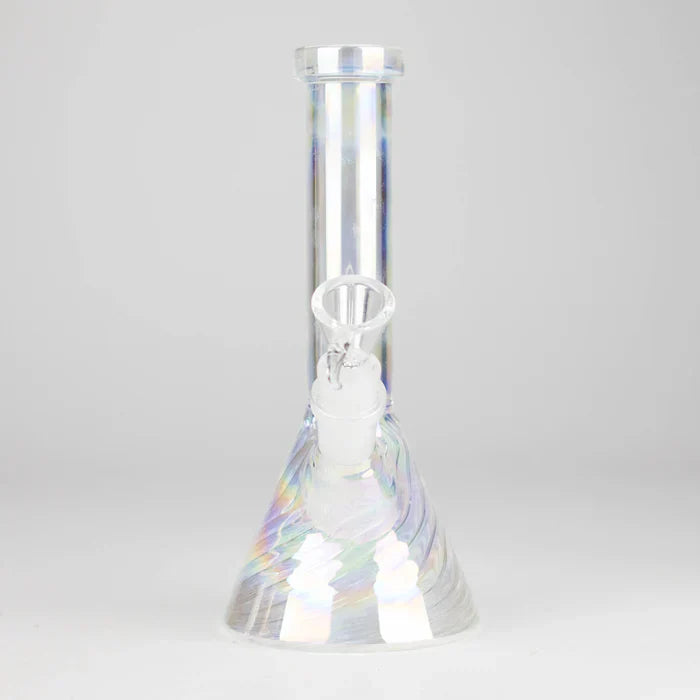 8" Shiny Beaker Bong w/ Ribbed Base