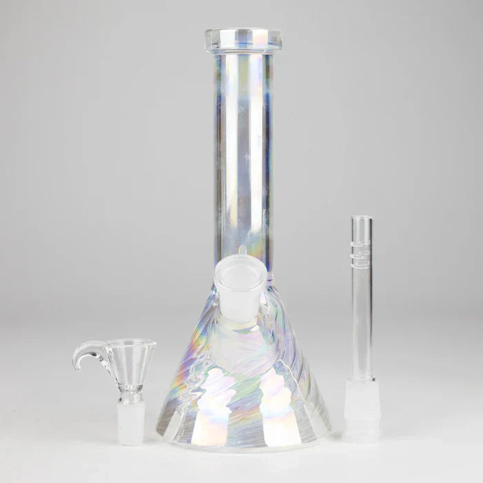 8" Shiny Beaker Bong w/ Ribbed Base
