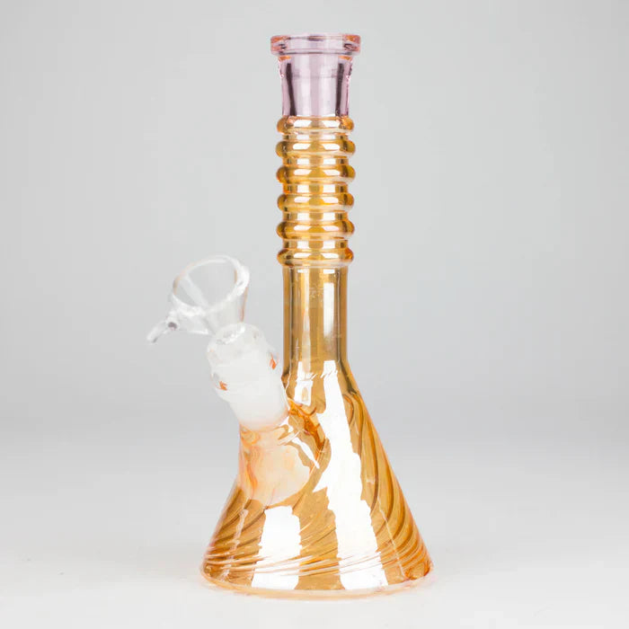 8" Shiny 6-Rings Beaker Bong w/ Handle Slide