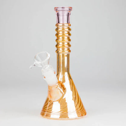 8" Shiny 6-Rings Beaker Bong w/ Handle Slide