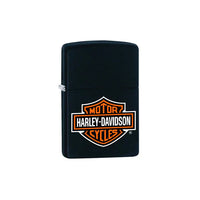 Zippo Lighter -  Black Matte Harley Davidson Logo