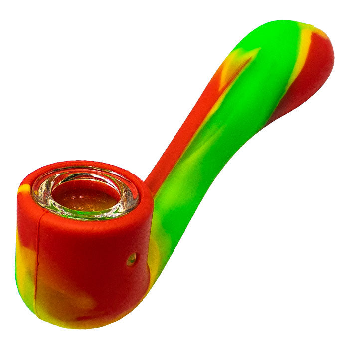 Multicoloured 4" Silicone Pipe with Glass Bowl