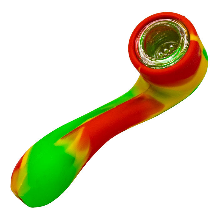 Pipe en silicone multicolore de 4 pouces avec bol en verre