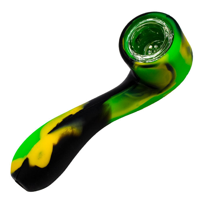 Multicoloured 4" Silicone Pipe with Glass Bowl