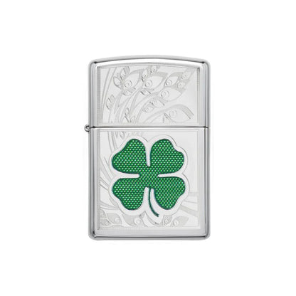 Zippo Lighter - High Polish Chrome Clover