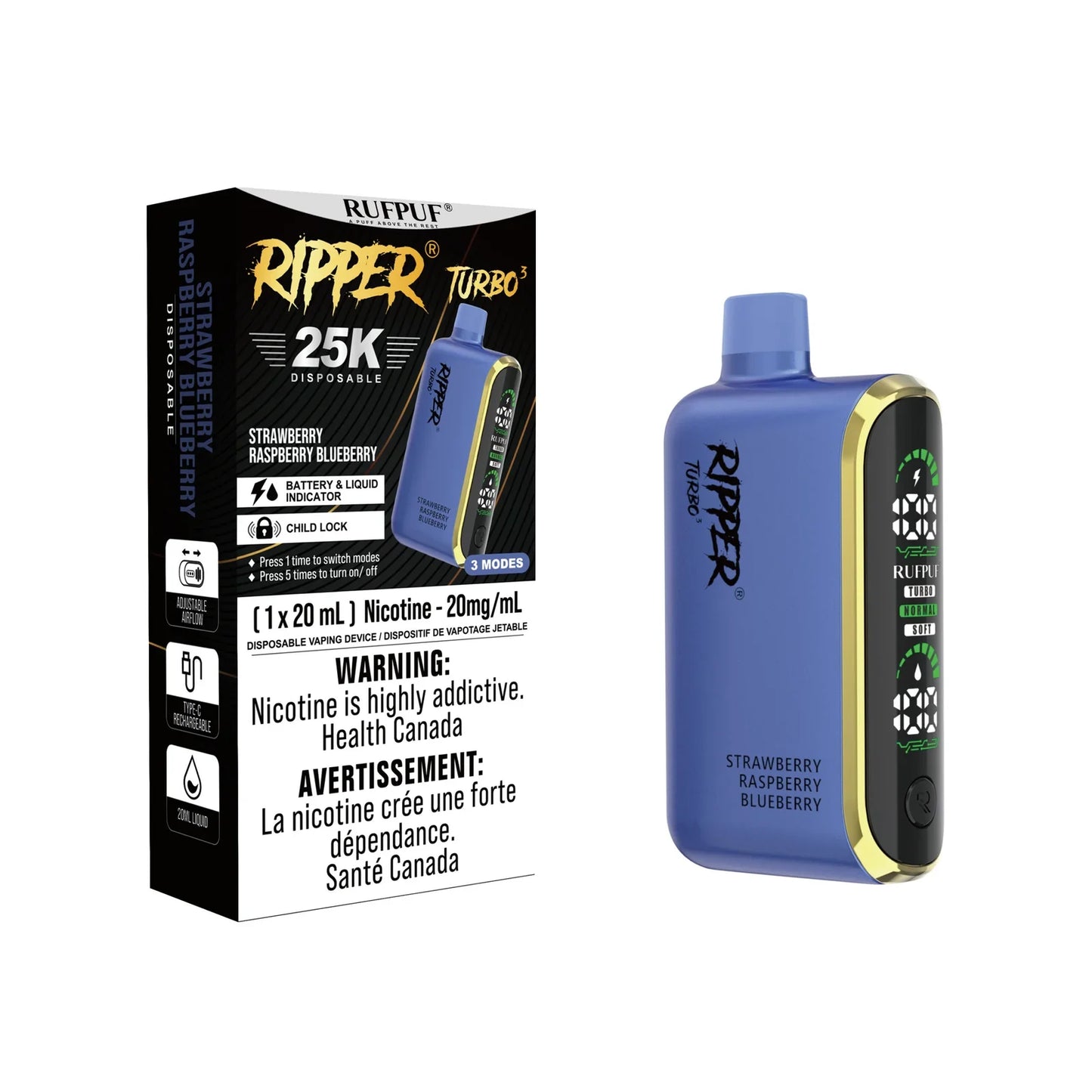 GCore Ripper T3 25k Puff Vape jetable 20 ml