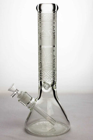 Sandblasted 13.5" 9mm thick Glass Beaker Bong (Snake & Skull Design)
