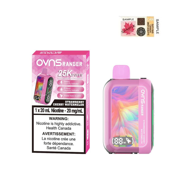 OVNS Ranger 25k Puff Rechargeable Disposable Vape 20ml Strawberry Cherry Watermelon