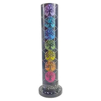ZenN - Engraved Tree Of Life In Seven Chakra Colours Tower Ash Catcher