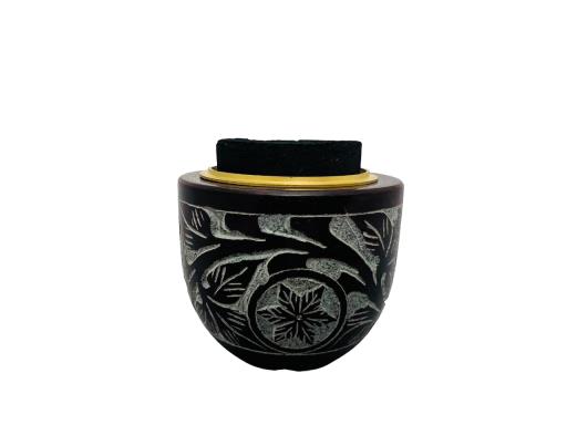 ZenN - Burgundy Leaf And Flower With Brass Jali Charcoal Burner