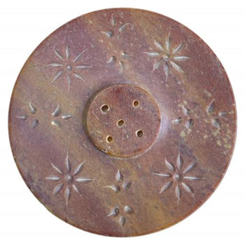 ZenN - Natural Soapstone Star Pattern Round Ash Catcher,